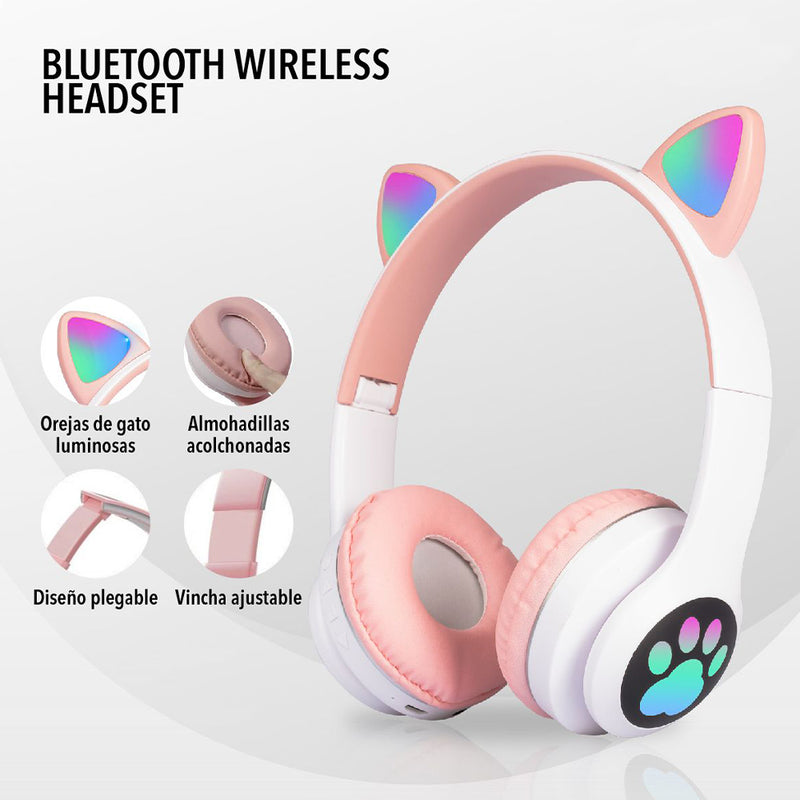 Audífonos Bluetooth Led Cat Ear VZV-23M Negro