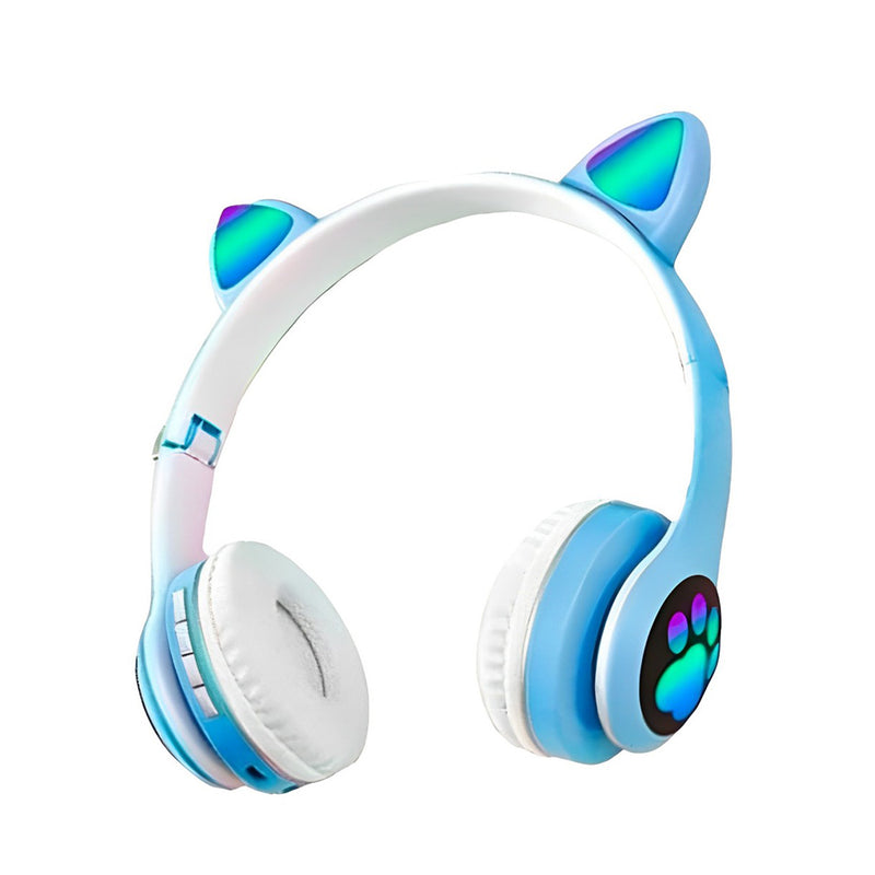 Audífonos Bluetooth Led Cat Ear VZV-23M Celeste