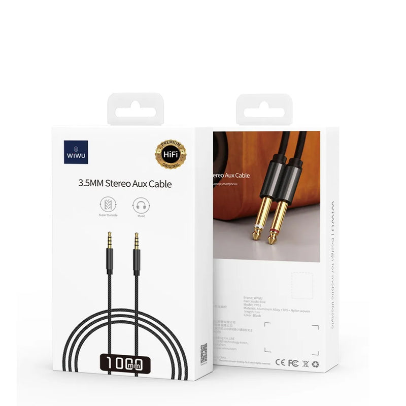 Cable Auxiliar Stereo 3.5mm Wiwu YP01 Negro